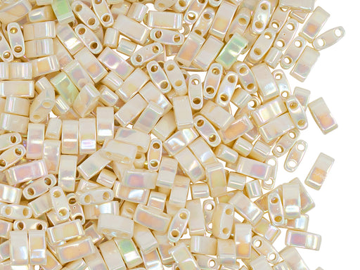 5 g Halb Tila Perlen 5x2.3x1.9 mm, 2-Loch, Ivory Pearl Ceylon AB, Miyuki Japanese Perlen