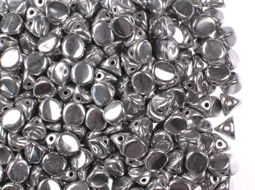 50 Stück Ilos® par Puca® Beads 5x5 mm, Argentees Silver, Tschechisches Glas
