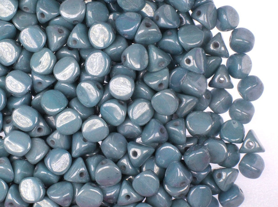 50 Stück Ilos® par Puca® Beads 5x5 mm, Opak Blau Ceramic Look, Tschechisches Glas