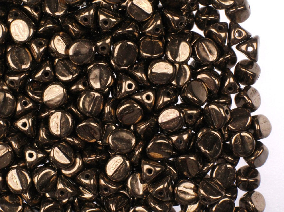 50 Stück Ilos® par Puca® Beads 5x5 mm, Dunkelgold Bronze, Tschechisches Glas
