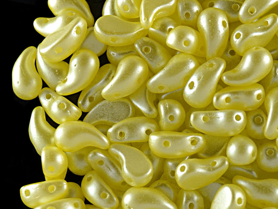 20 St. ZoliDuo® Linke Version Perlen, Teardrop 5x8mm mit zwei Löchern, Böhmisches Glas, Pastel Gelb