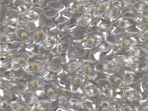 Lange Magatama Perlen 4x7 mm Kristall mit versilbertem Loch  Japanische Glasperlen Miyuki Silver