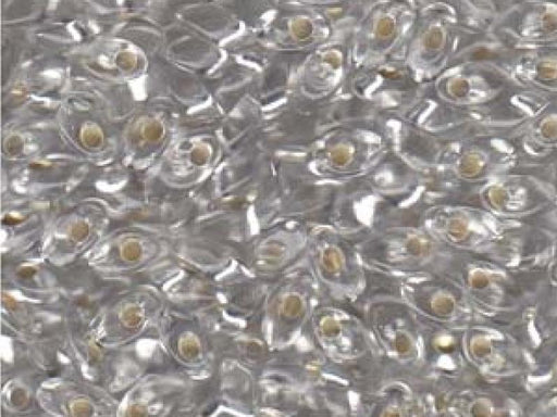 Lange Magatama Perlen 4x7 mm Kristall mit versilbertem Loch  Japanische Glasperlen Miyuki Silver