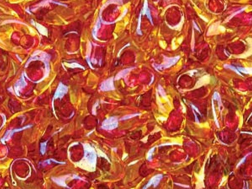 Lange Magatama Perlen 4x7 mm Bernstein dunkelrosa Japanische Glasperlen Miyuki Yellow Pink