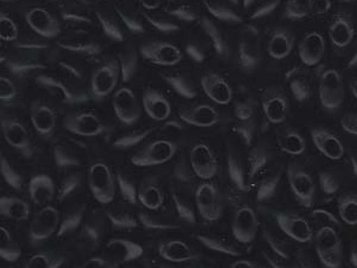 Lange Magatama Perlen 4x7 mm Schwarz matt Japanische Glasperlen Miyuki Black