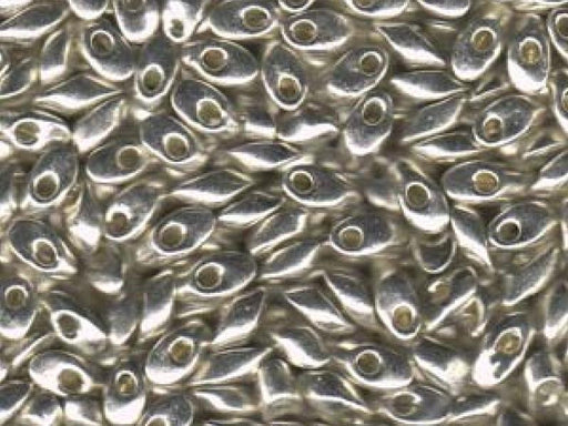 Lange Magatama Perlen 4x7 mm Galvanisiert SIlber Japanische Glasperlen Miyuki Silver