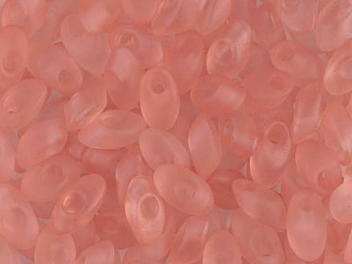 Lange Magatama Perlen 4x7 mm Transparent Pfirsich matt Japanische Glasperlen Miyuki Pink