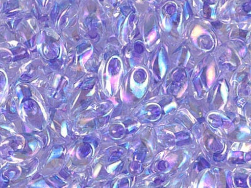 Lange Magatama Perlen 4x7 mm Kristall mit lilagefärbtem Loch Japanische Glasperlen Miyuki Purple Multicolored