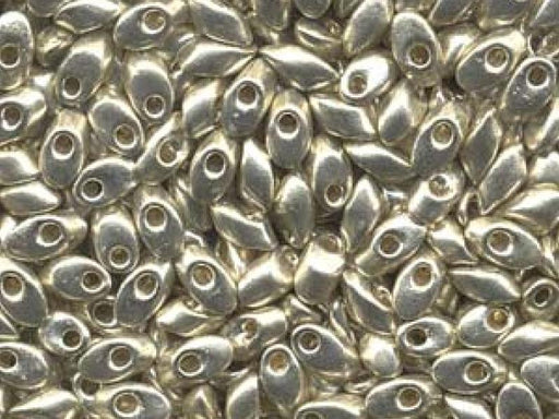 Lange Magatama Perlen 4x7 mm Duracoat galvanisiert Silber Japanische Glasperlen Miyuki Silver