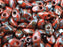 Lange Magatama Perlen 4x7 mm Opak Korallenrot Picasso Japanische Glasperlen Miyuki Red Brown
