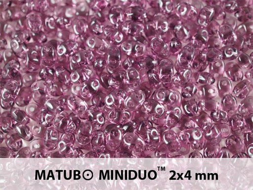 10 g MiniDuo Gepresste Rocailles 2x4mm Zwei-Loch, Amethyst, Tschechisches Glas