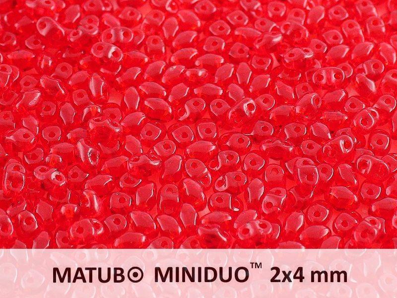Miniduo Seed Beads 2x4 mm 2 Holes Ruby Czech Glass Red