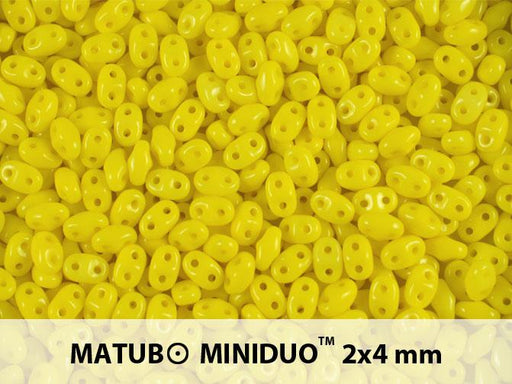 10 g MiniDuo Gepresste Rocailles 2x4mm Zwei-Loch, Böhmisches Glas, Zitrone (Gelb Opak)