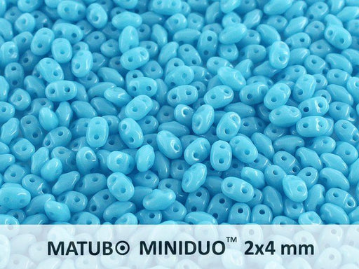 10 g MiniDuo Gepresste Rocailles 2x4mm Zwei-Loch, Böhmisches Glas, Türkisblau