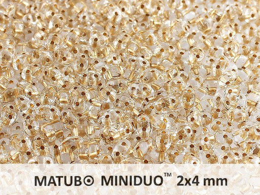 10 g MiniDuo Gepresste Rocailles 2x4mm, 2-Loch, Kristall mit verbronztem Loch, Tschechisches Glas