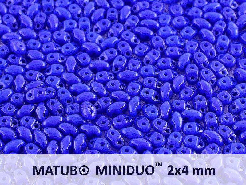 10 g MiniDuo Gepresste Rocailles 2x4mm Zwei-Loch, Böhmisches Glas, Undurchsichtiges Blau