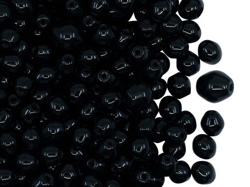 Ein Mix aus olivenförmigen Glasperlen  Schwarz Tschechisches Glas  Farbe_Black