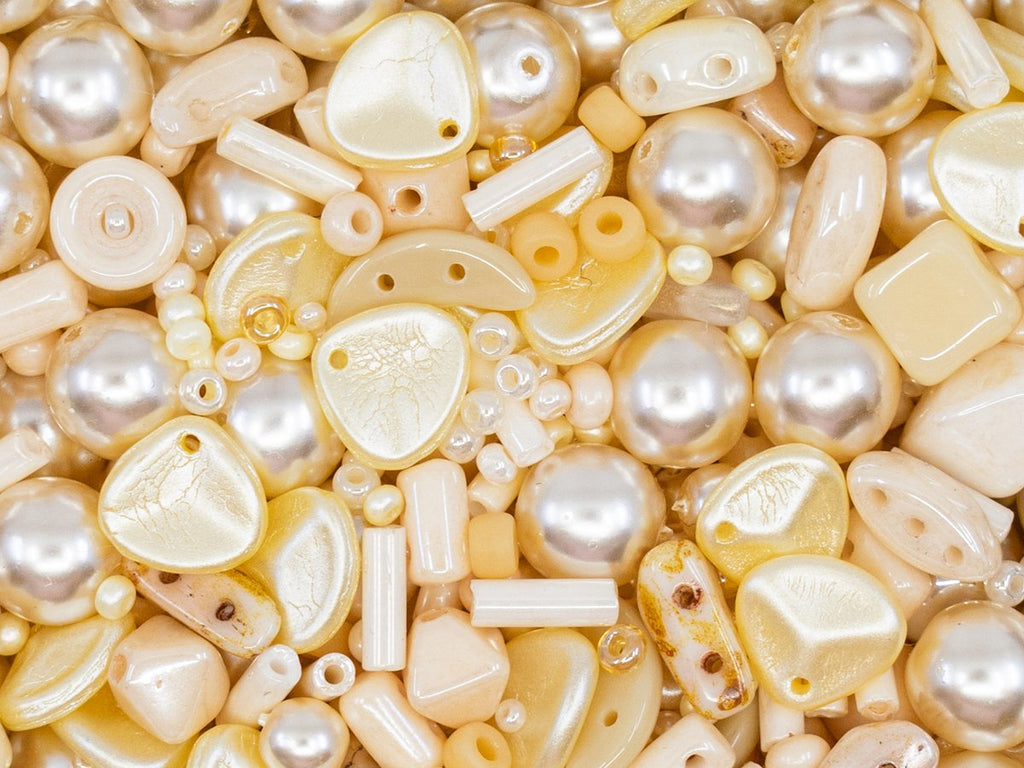 Glasperlen-Mix cremige Kreme Tschechisches Glas  Farbe_Beige Farbe_ Multicolored