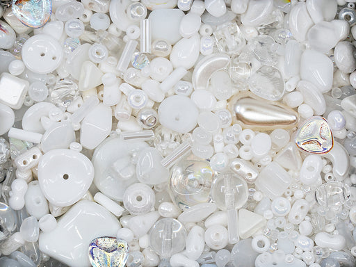 35 g Glasperlen-Mix, Weißer Rauch, Tschechisches Glas (Glass Bead Mix)