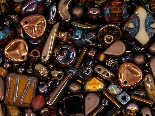 Glasperlen-Mix Goldene Schokolade Tschechisches Glas  Farbe_Brown Farbe_ Multicolored