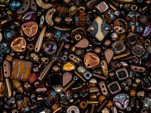35 g Glasperlen-Mix, Goldene Schokolade, Tschechisches Glas (Glass Bead Mix)