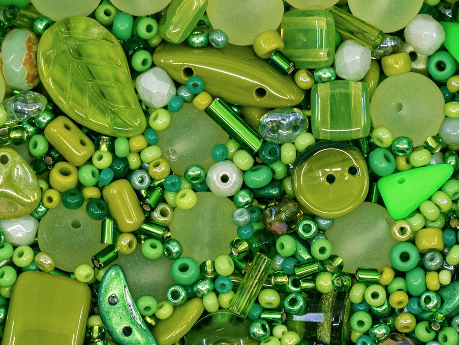 Glasperlen-Mix Grüne Wiese Tschechisches Glas  Farbe_Green Farbe_ Multicolored