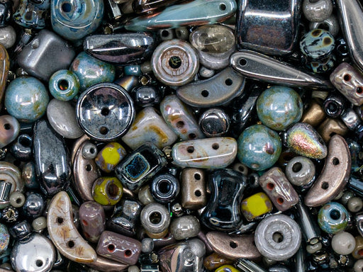 Glasperlen-Mix Kieselsteine Tschechisches Glas  Farbe_Grey Farbe_ Brown Farbe_ Multicolored