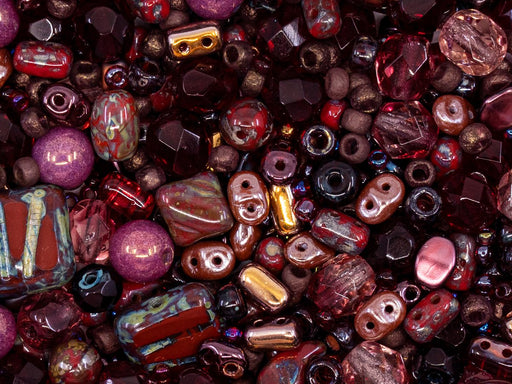Glasperlen-Mix Magic Brown Rot Tschechisches Glas  Farbe_Red Farbe_ Brown Farbe_ Multicolored