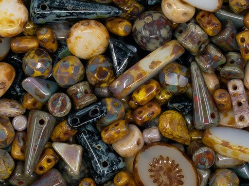 Glasperlen-Mix Travertin Mix Tschechisches Glas  Farbe_Multicolored
