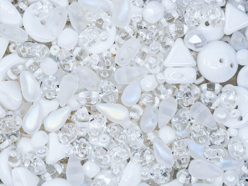 Glasperlen-Mix Schneeweiße Palette Tschechisches Glas  Farbe_White