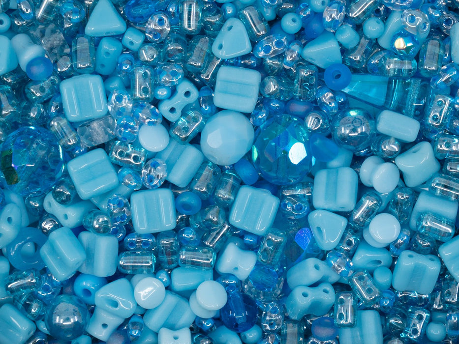 35 g Glasperlen-Mix, Blaue Illusion, Tschechisches Glas (Glass Bead Mix)