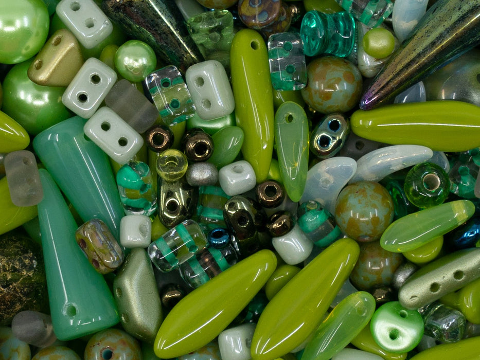 Glasperlen-Mix Waldtöne Tschechisches Glas  Farbe_Green Farbe_ Multicolored