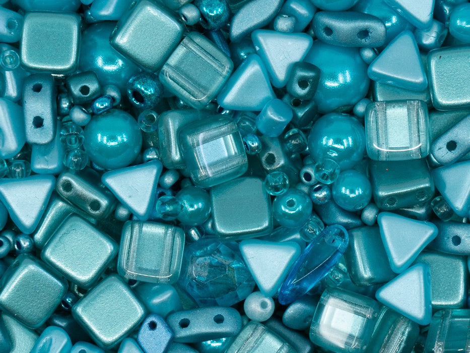 Glasperlen-Mix Meereswasser Tschechisches Glas  Farbe_Blue