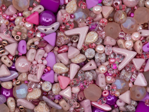 35 g Glasperlen-Mix, Rosa Pulver, Tschechisches Glas (Glass Bead Mix)