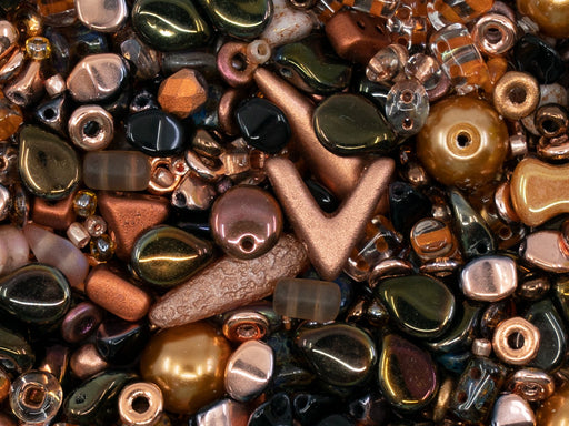 Glasperlen-Mix Kaffee- und Nusspalette Tschechisches Glas  Farbe_Multicolored