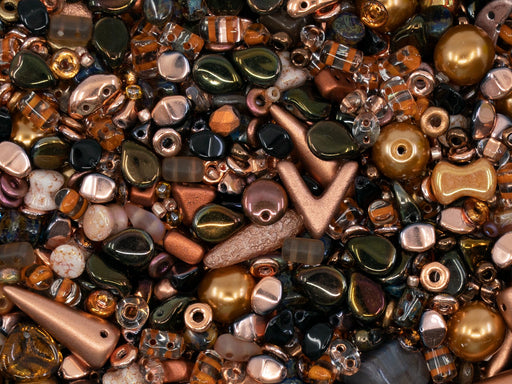 35 g Glasperlen-Mix, Kaffee- und Nusspalette, Tschechisches Glas (Glass Bead Mix)