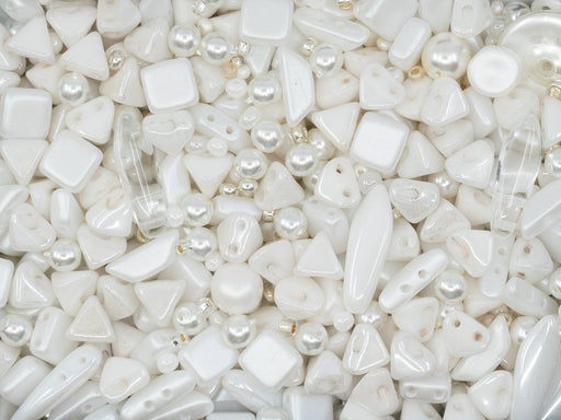 35 g Glasperlen-Mix, Milchweiß, Tschechisches Glas (Glass Bead Mix)