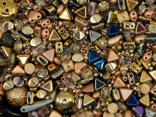 35 g Glasperlen-Mix, Goldener Sand, Tschechisches Glas (Glass Bead Mix)