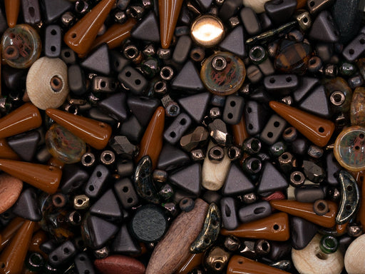 35 g Glasperlen-Mix, Kalte Lava, Tschechisches Glas (Glass Bead Mix)