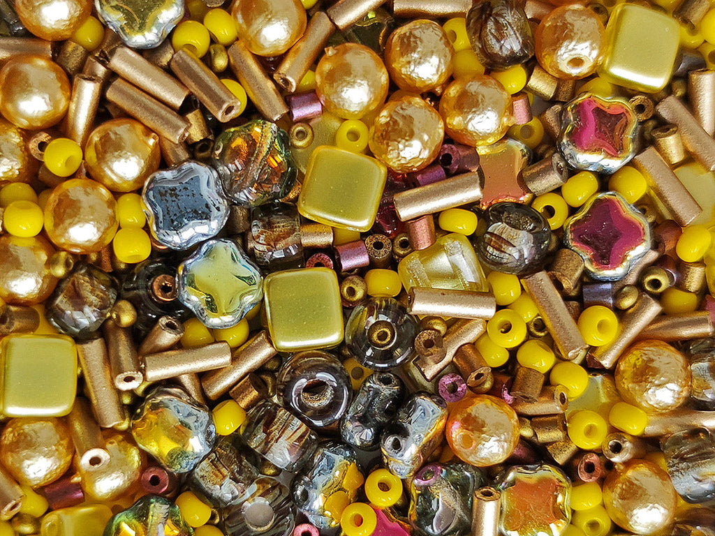 Glasperlen-Mix Safrangelb Tschechisches Glas Farbe_Multicolored
