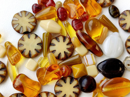 65 g Einzigartige Mischung aus tschechischen Glasperlen für die Schmuckherstellung, Perlen und Perlensortimente, Сappuccino, Tschechisches Glas (Unique Mix of Czech Glass Beads for Jewelry Making, Beads & Bead assortments)