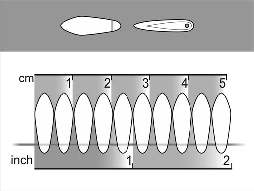 100 pcs Dolchperlen 5x16 mm, Undurchsichtiges Mintgrün AB-Streifen, Tschechisches Glas (Dagger Beads)