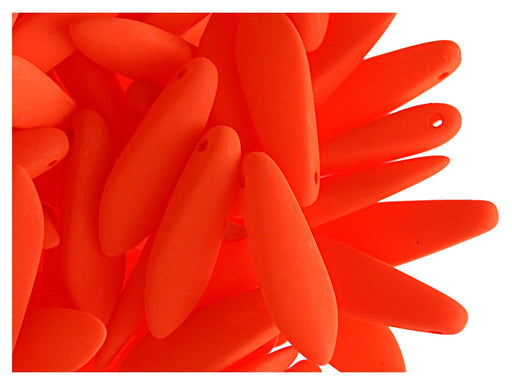 30 St. Dagger Kleine NEON ESTRELA Perlen 5x15mm, Böhmisches Glas, Orange