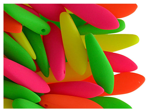 30 St. Dagger Kleine NEON ESTRELA Perlen 5x15mm, Böhmisches Glas, Warm Mix