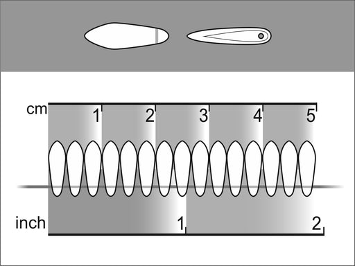 50 St. Kleine gepresste Dolchperlen 3x10mm, Opak Hellgrün, Tschechisches Glas