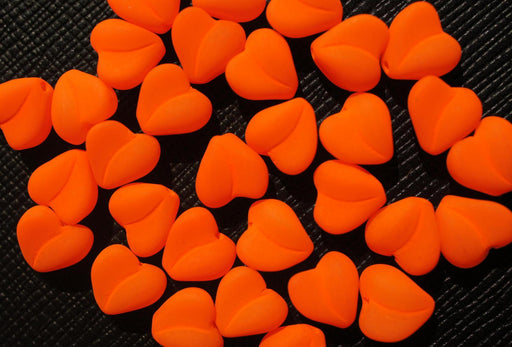 25 St. Herz NEON ESTRELA Perlen 8mm, Böhmisches Glas, Opange