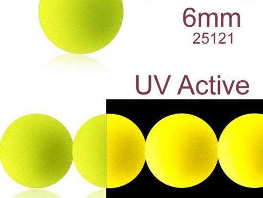 50 St. Rund NEON ESTRELA Perlen 6mm, Böhmisches Glas, Gelb