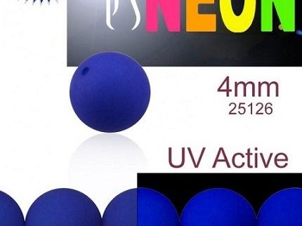 50 St. Rund NEON ESTRELA Perlen 4mm, Böhmisches Glas, Dunkel Blau