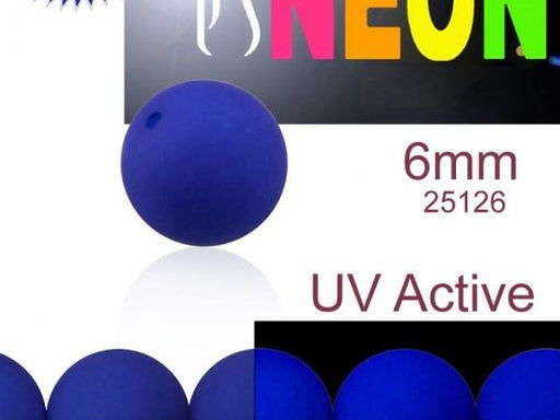 30 St. Rund NEON ESTRELA Perlen 8mm, Böhmisches Glas, Dunkel Blau