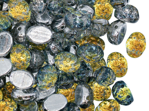 Barocke Cabochons Oval 6x8 mm 2-Loch Kristall Backlit Uranium Tschechisches Glas Farbe_Multicolored